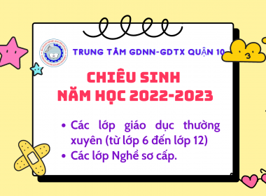THÔNG BÁO CHIÊU SINH NĂM HỌC 2022-2023
